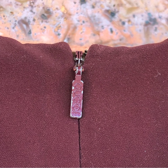 Gucci Burgundy Ruched Side Slim Fitting Short Dress 36 - Picture 10 of 15